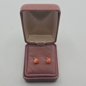 Vintage 14k Gold and Pink Flower Stud Earrings